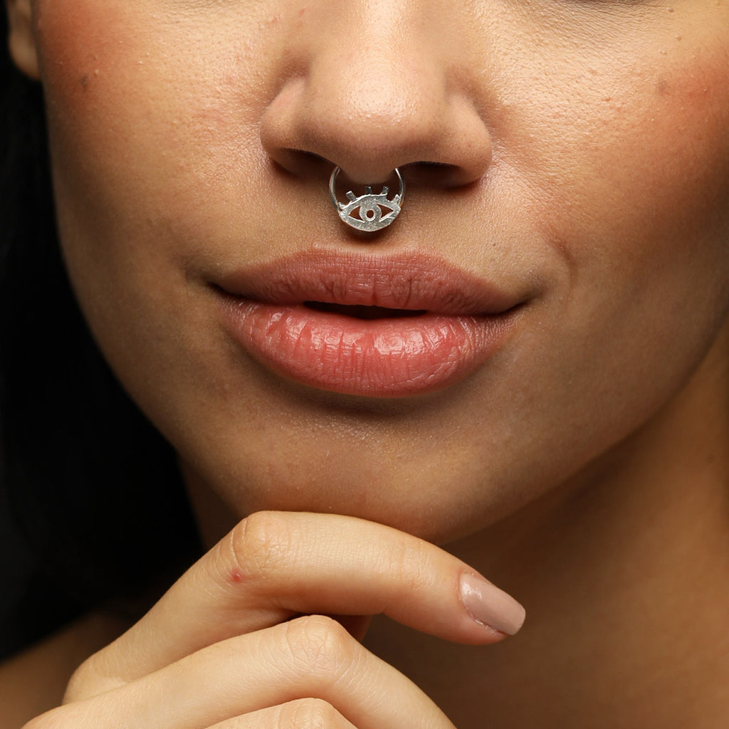 Buy MODERN CULTURE JEWELLERY 925 Silver Tiny Butterfly Spetum Nose Ring | Silver  Septum Nose Studs/Nose Pin Simple Tiny Hoop for Women (2Pcs Combo) at  Amazon.in